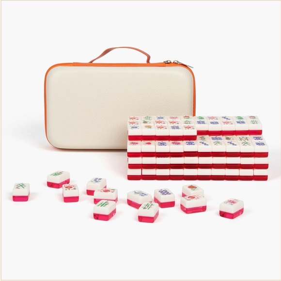 NWT Mahjong Mah Jongg Set Blooming Edition Floral Bag Mat Case Bag Racks Pink - Picture 12 of 16